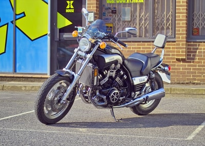Black and grey yamaha Virago cruiser motorcycle
